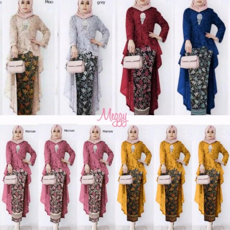 Baju Gamis Wanita atas brukat Muslim Remaja GUCHIKA Gamis Modis Wanita Lebaran 2020.