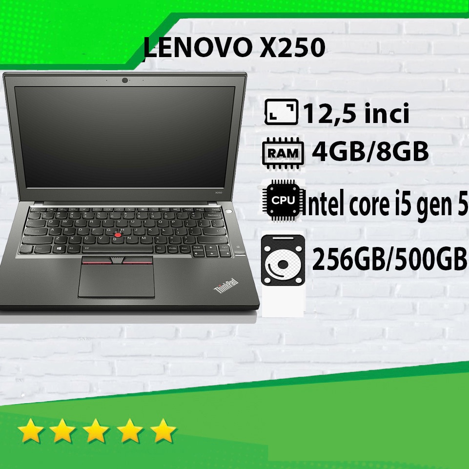laptop lenovo thinkpad x250 second 12 5 inch ram 8 gb   hdd 500gb   i5 gen 5   bergaransi termurah d