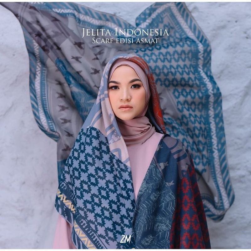 HIJAB SEGI EMPAT MOTIF ZM ZASKIA MECCA (BISA COD)