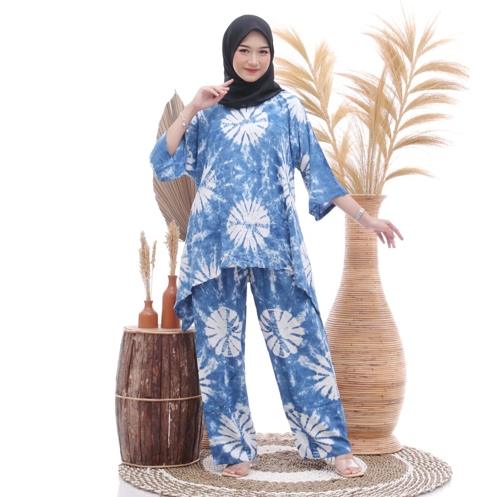 SET WAKA WAKA TIE DYE | SETELAN TIE DYE PIYAMA KEKINIAN JUMBO MURAH BAJU TIDUR WANITA VIRAL