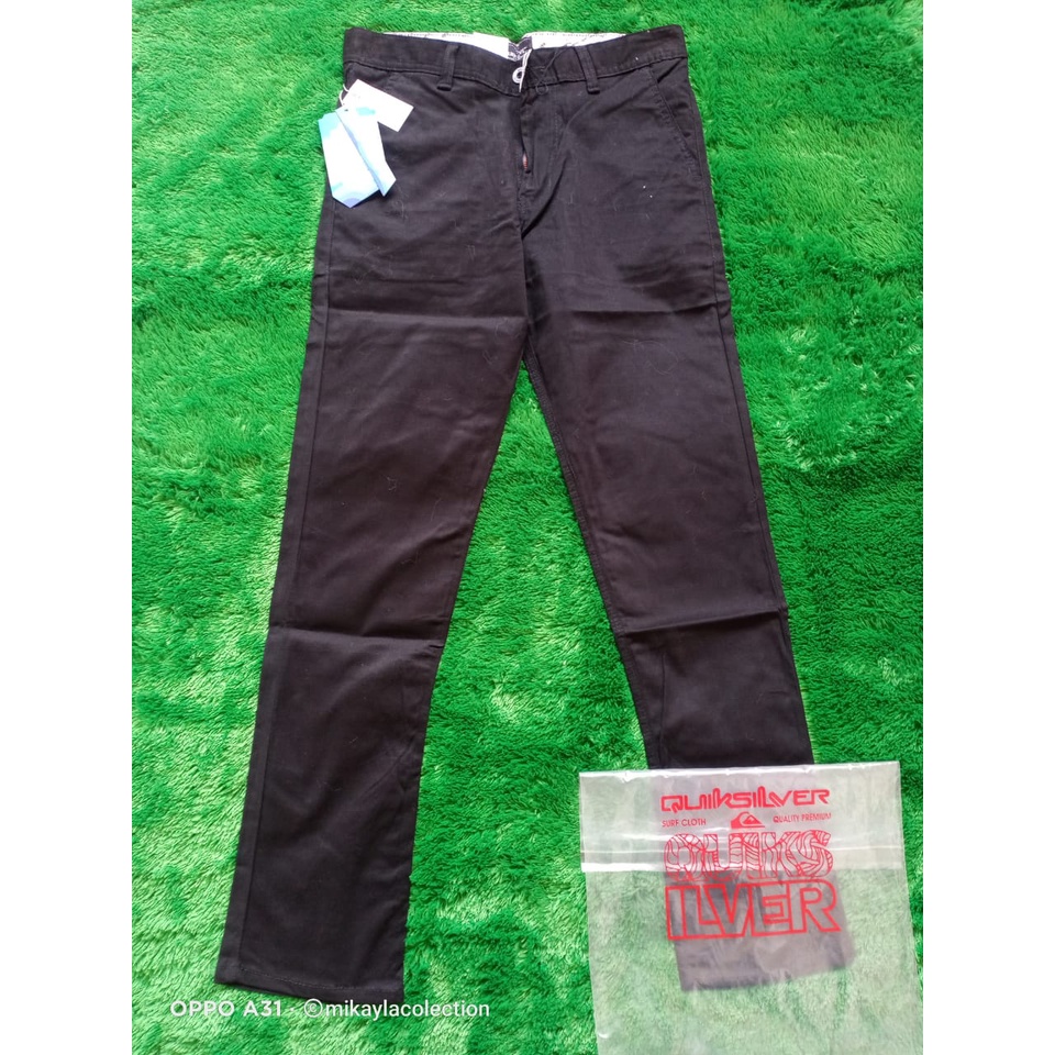 Celana Chino Panjang Pria Hitam Quiksilver Full Acc