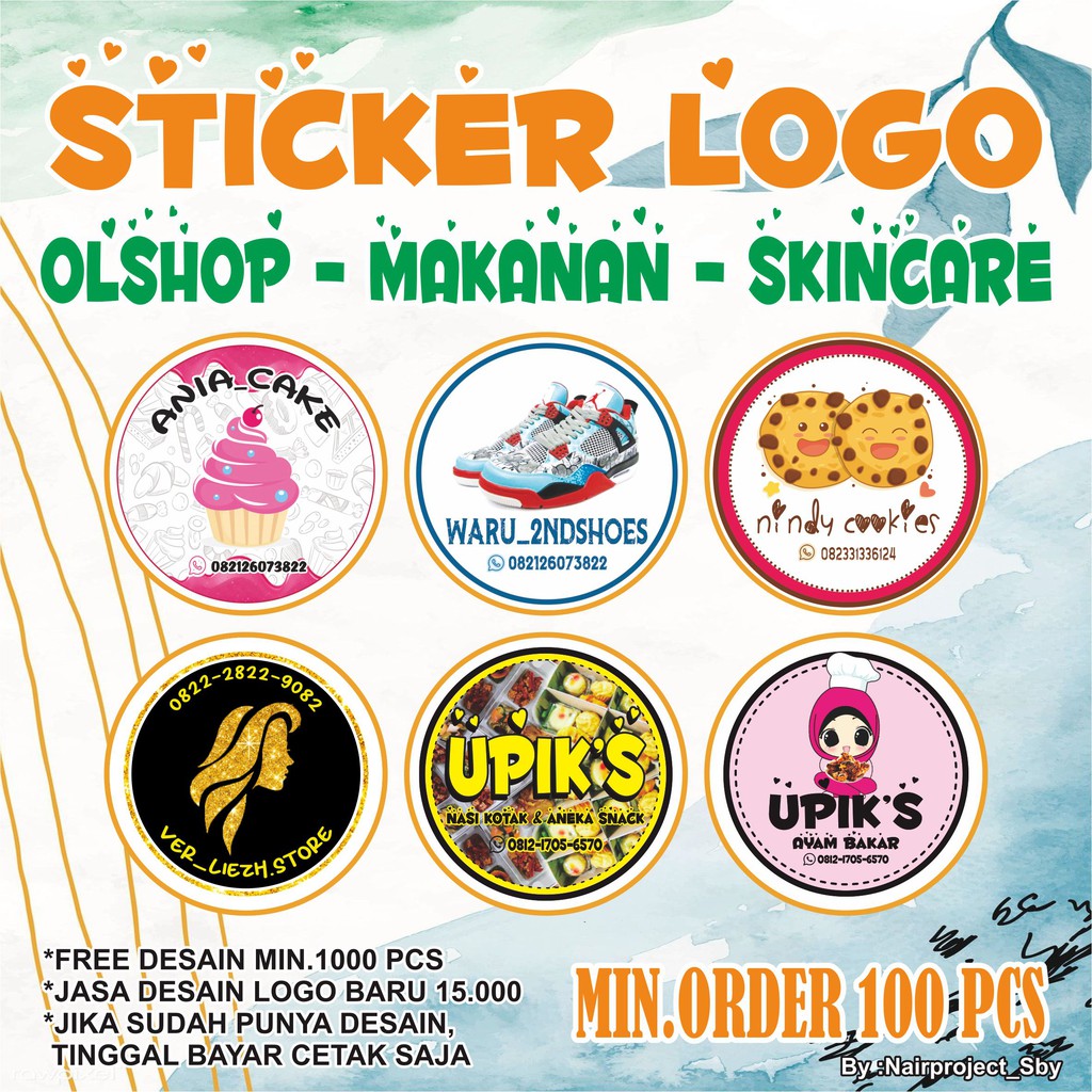 STICKER MAKANAN DAN MINUMAN. DESAIN LOGO MAKANAN. DESAIN LOGO SKINCARE. DESAIN LOGO OLSHOP. MURAH
