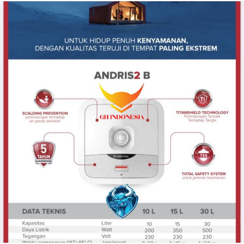 water heater listrik ariston 15 liter / water heater Ariston