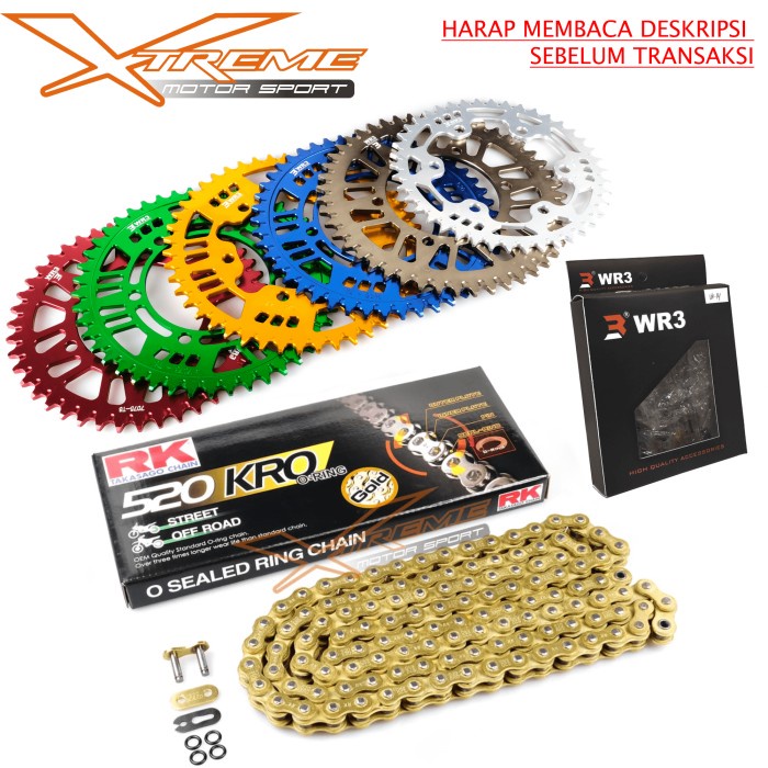 Gear Set WR3 ( Rantai RK Chain+ Gear Depan WR3 + Gear Belakang WR3) - N250 ONLY 41-46