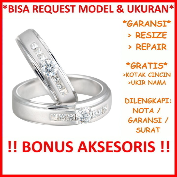 Gratis Ukir Nama Garansi Silver Asli Bisa Pesan Model Cincin Kawin Couple Perak Tunangan Nikah Id532