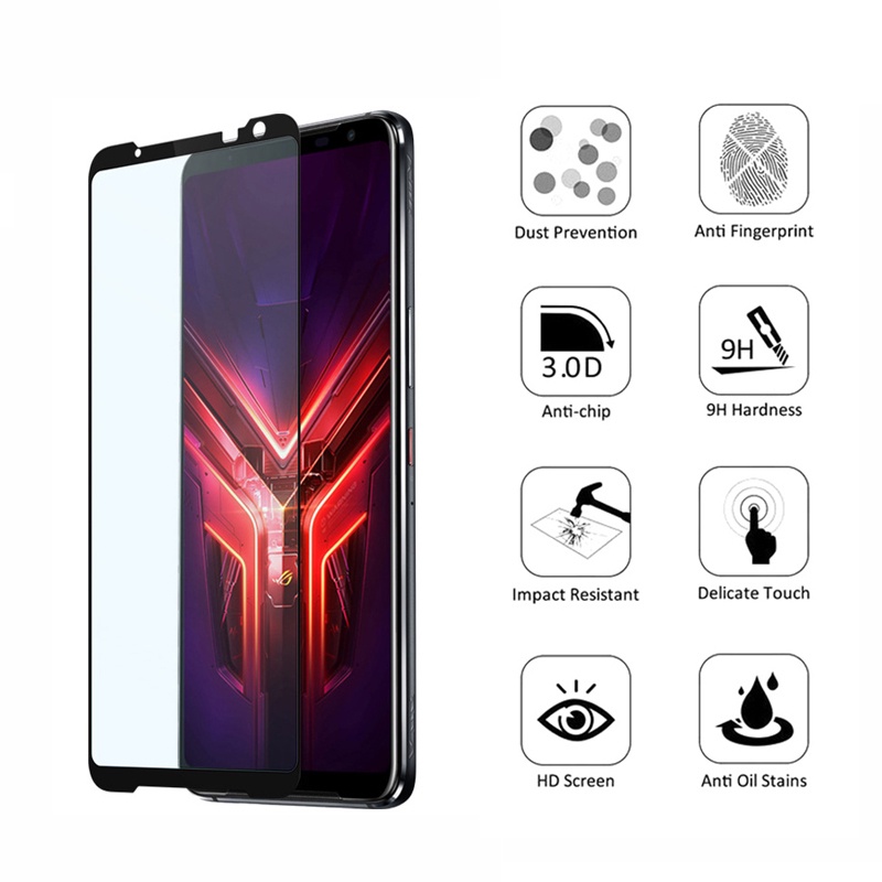 Pelindung Layar Tempered Glass Asus ROG Phone 3 Paket 3 in 1 / 2 in 1