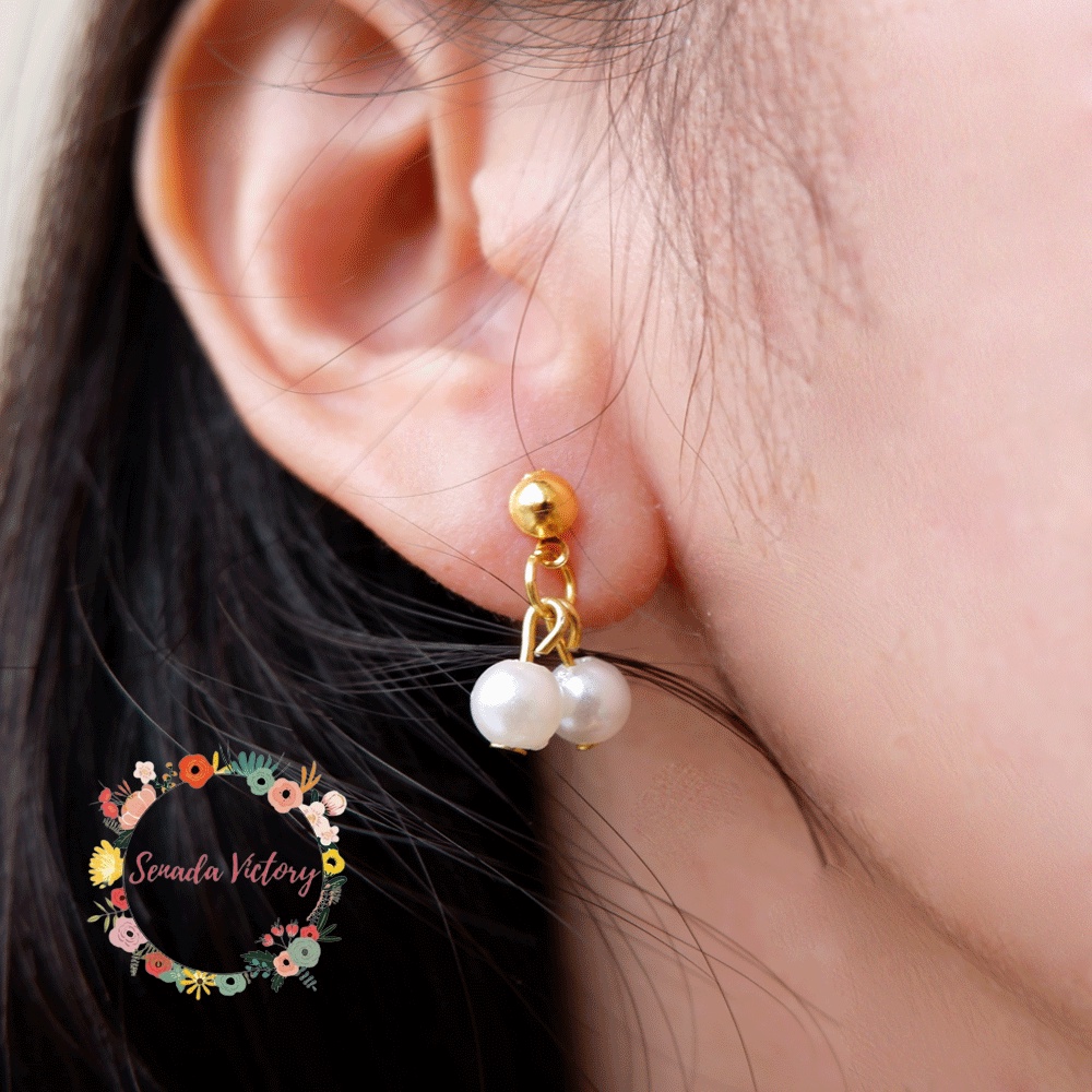 Senada Victory Anting Tusuk Mutiara Anting Gantung Mungil Anting Korea SV000028