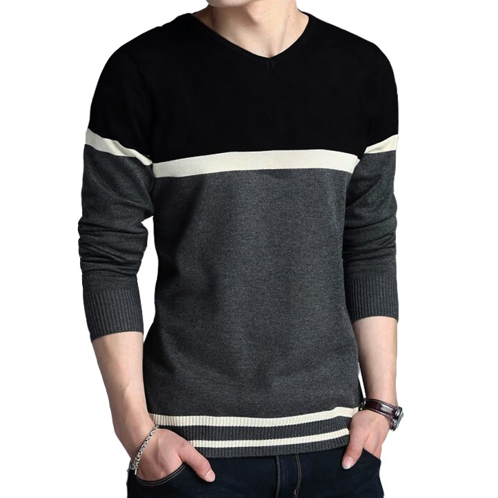 fashion bandung cewek cowok distro terbaru Sweater Rajut pria V-Neck / Casual style / Men pul D3W4