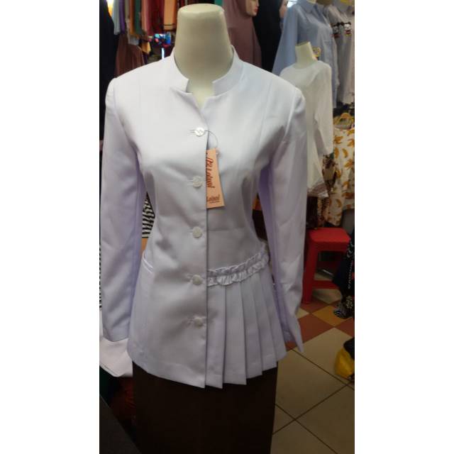 blazer hitam putih baju hitam putih PNS seragam putih guru seragam putih PNS wanita blazer  lolani
