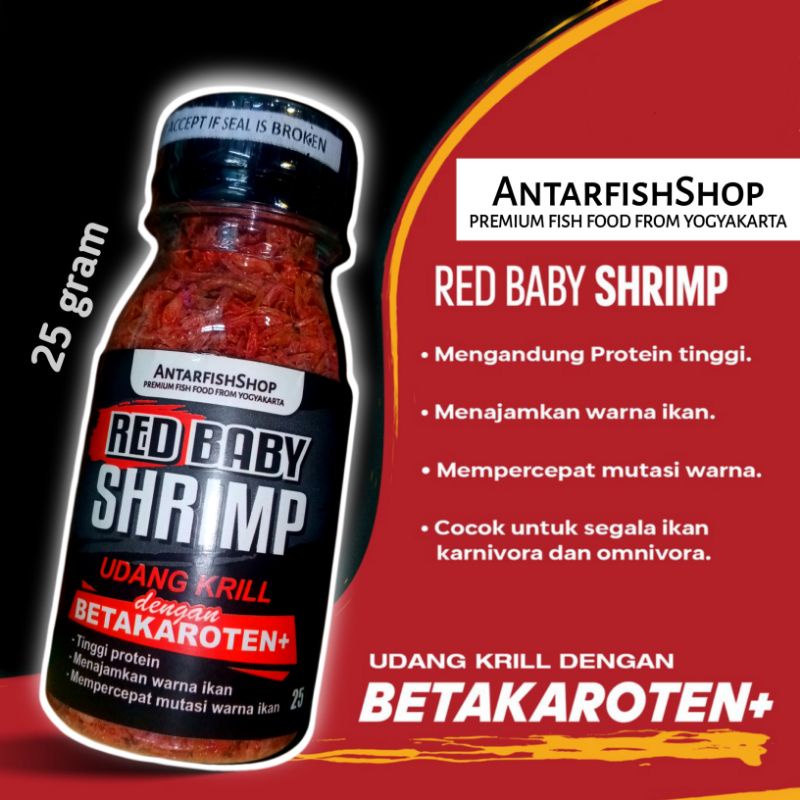 Pakan ikan channa / Red baby shrimp / mini shrimp / pakan ikan baby channa 6-9cm ( 25g )