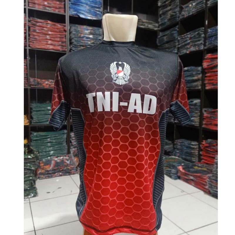 KAOS JERSEY OLAHRAGA PRIA TNI MERAH / PAKAIAN TRAINING PRIA TNI GYM