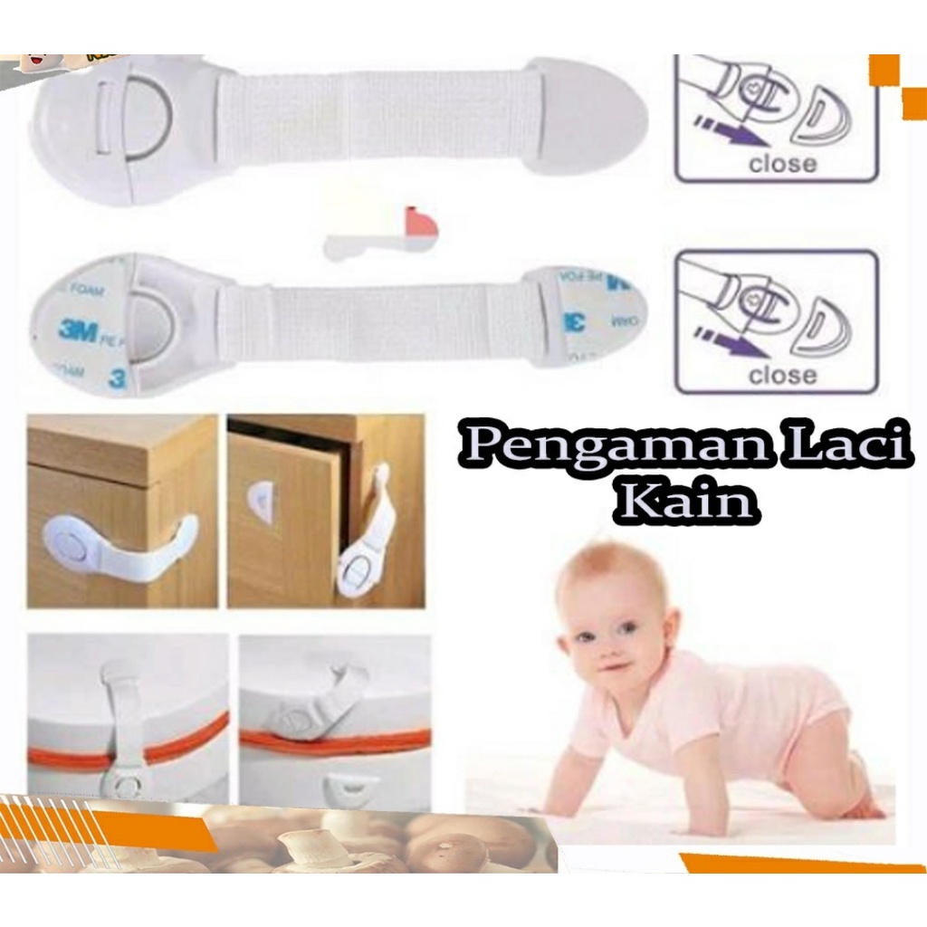 Pengaman Kunci Lemari Laci Kulkas Drawer Safety Belt Lock Model Kain