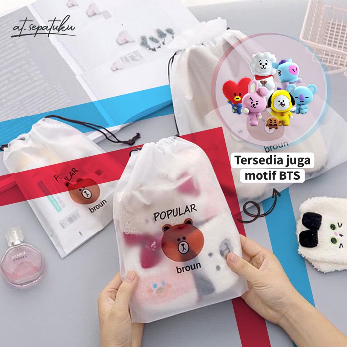 Tas Sepatu Plastik / Tas Travel SERBAGUNA ANTI AIR / TAS SERUT KOSMETIK / TAS SEPATU TRANSPARAN