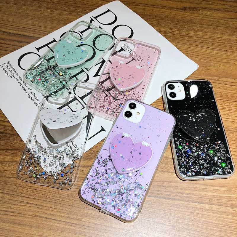 Love Mirror Case iPhone 12 13 Pro Max Glitter Casing A74 C11 2021 C20 C21 C20A Case