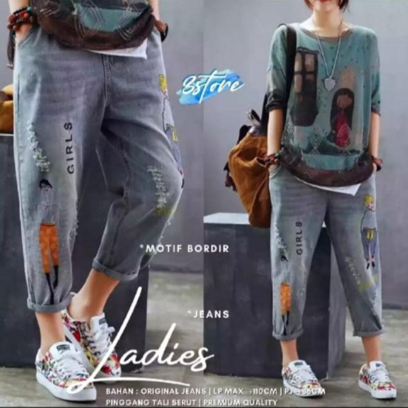 Celana Panjang Baggy Jeans Wanita Jogger Pants Korean Style