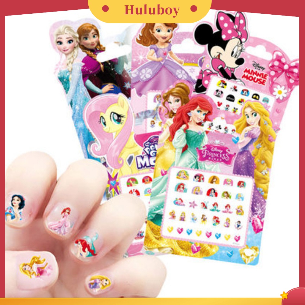 HLBY♠1Sheet Kids Girl Disney Princess Nail Stickers Self-adhesive Decals Decor