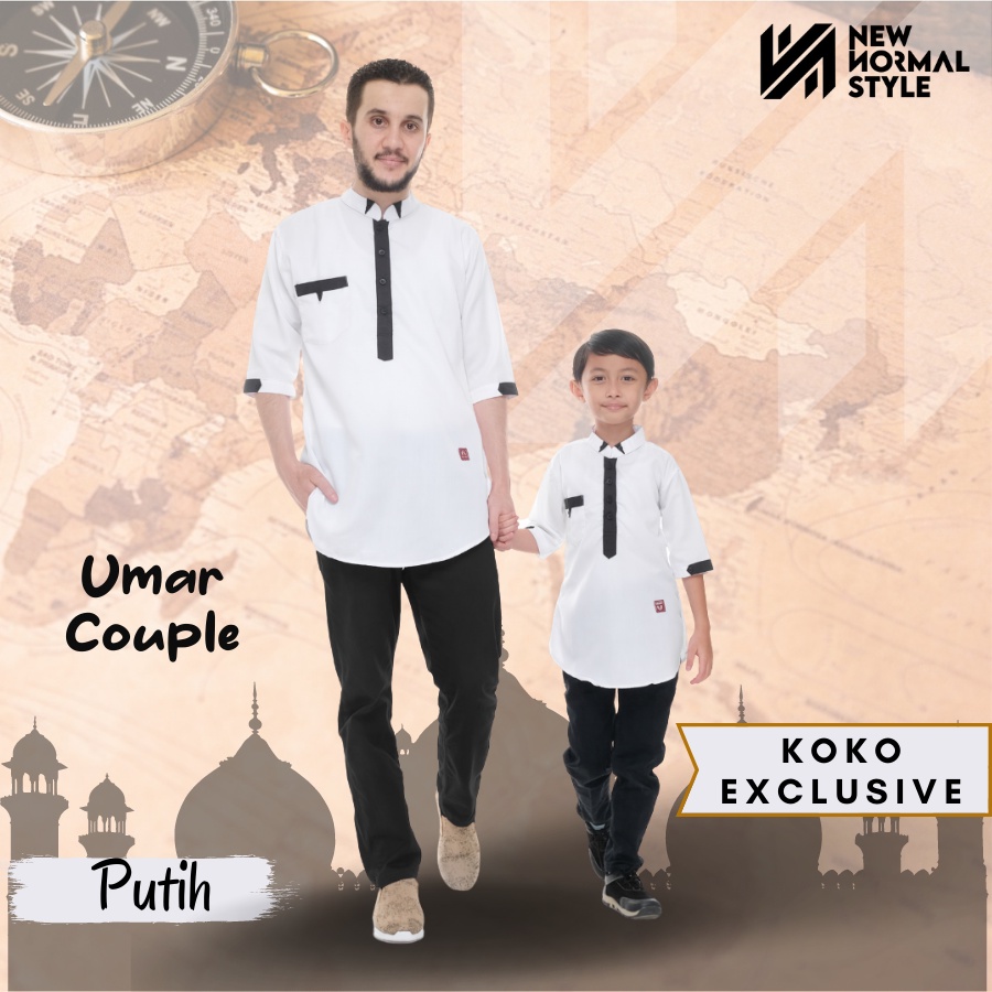 Umar Couple Series Baju Kemeja koko Kokoh Kemko Pria Dewasa Couple Ayah dan Anak Laki Laki Cowok 8 10 12 13 Tahun Lengan Pendek Terbaru 2022