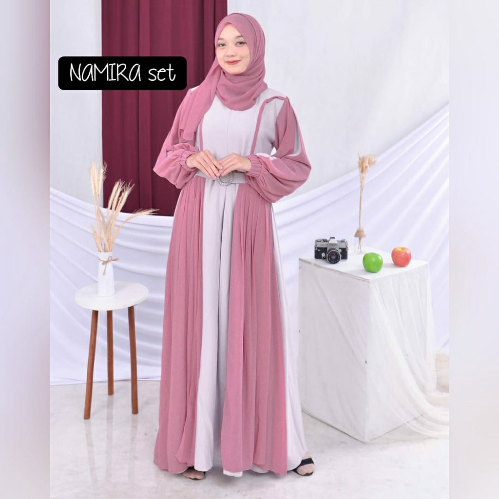 Vania Annur gamis set pashmina mutiara itycrepe mix ceruty ceruti babydoll premium dress namira