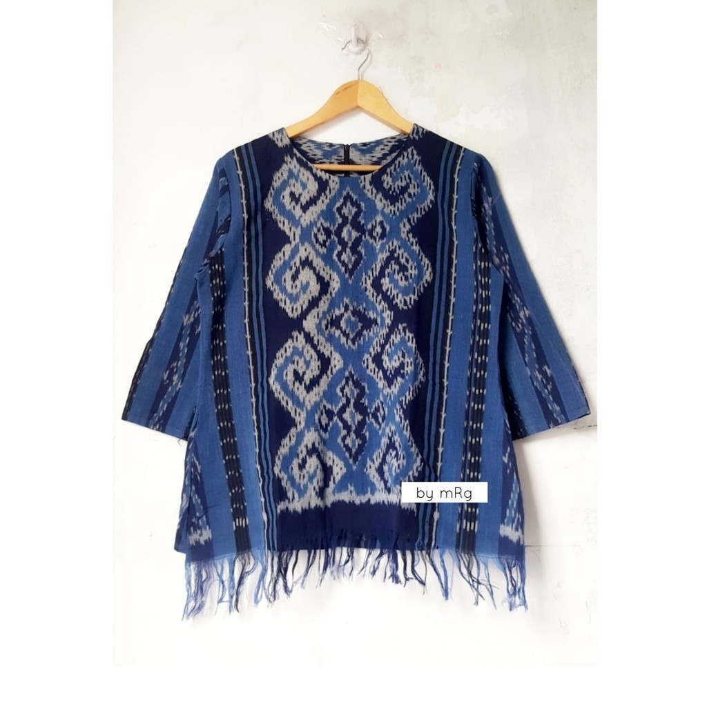 ATASAN BATIK SOLO,BLUS TENUN SIMPLE BLUE,BLUS BATIK TENUN SOLO