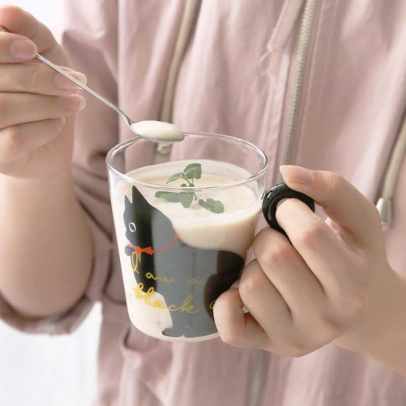 Gelas Kaca Unik Bening Gagang / Gelas Kopi / Mug Kopi Transparan / Gelas Susu / Cangkir Teh / Jus GOOD MORNING 350 ml / Gelas Kaca-3