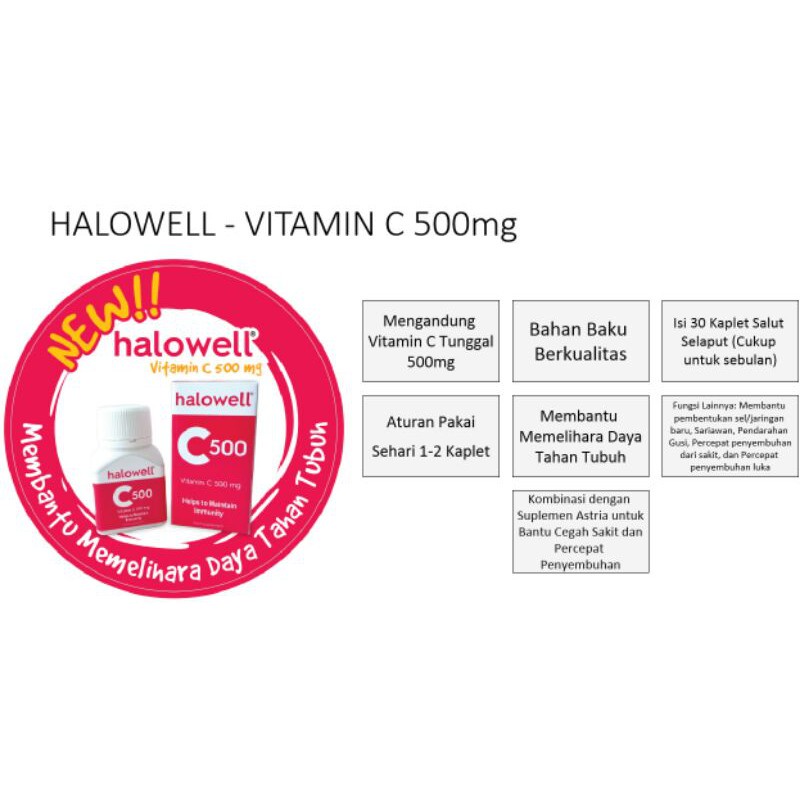 HALOWELL VIT-C 500MG HWVC1 30KAPLET / VITAMIN