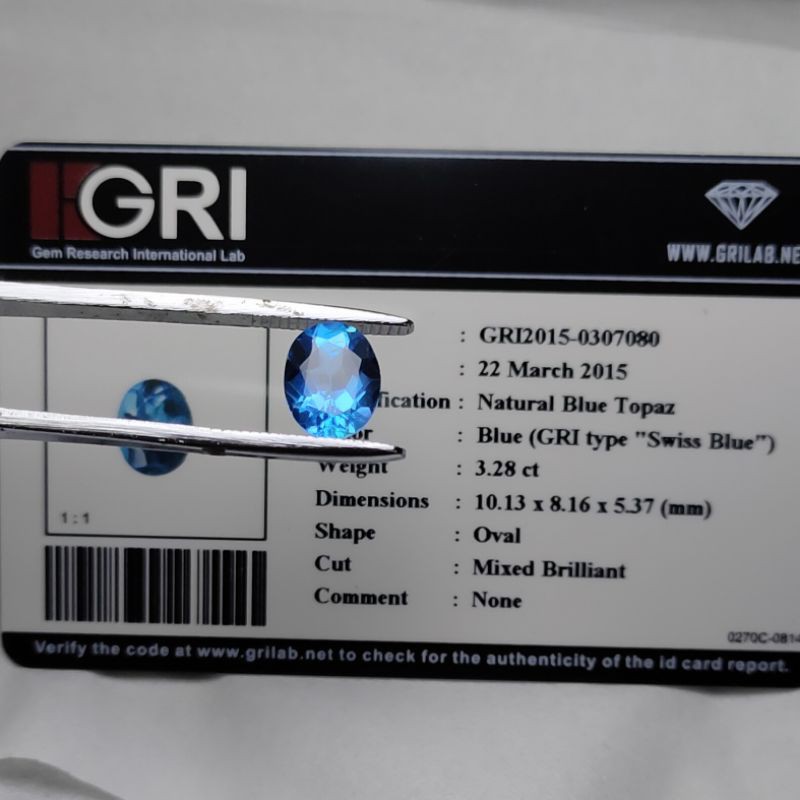 BATU NATURAL SWISS BLUE TOPAZ MEMO GRI 7080