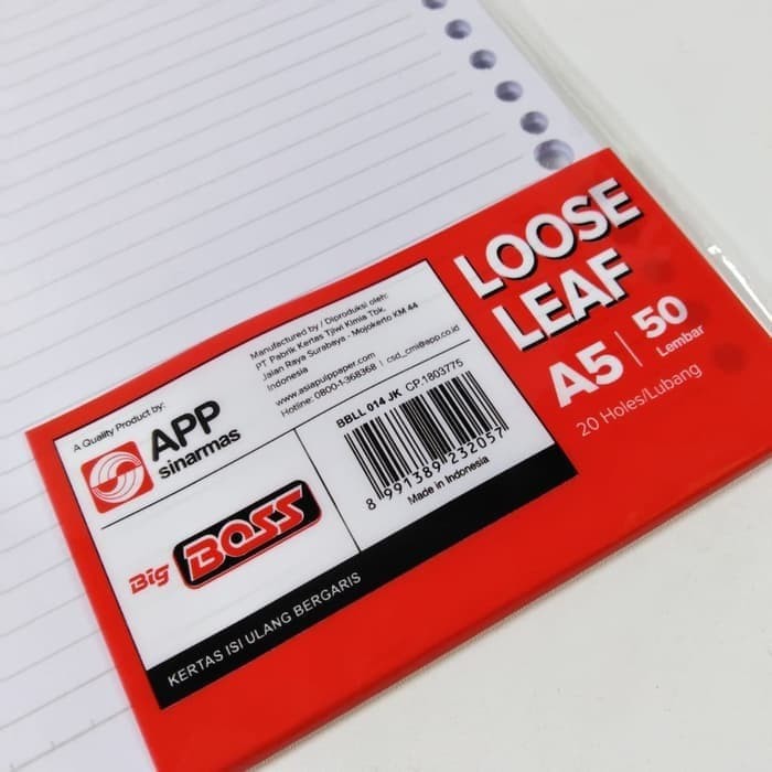 

Loose Leaf / Isi File Big Boss A5 50 Lembar