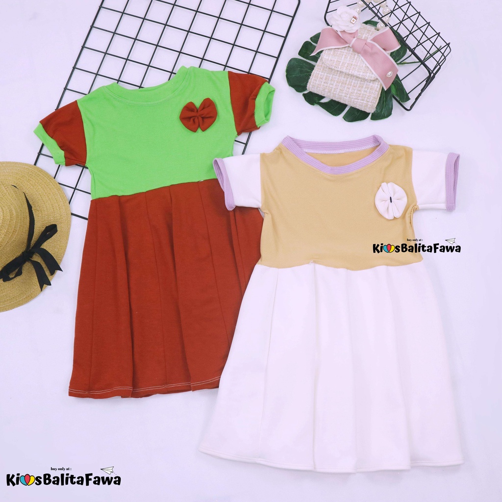 Dress Karin uk 2-3 Tahun / Balita Anak Perempuan Dres Lengan Motif Pesta Kaos Baju Gaun Pesta Murah