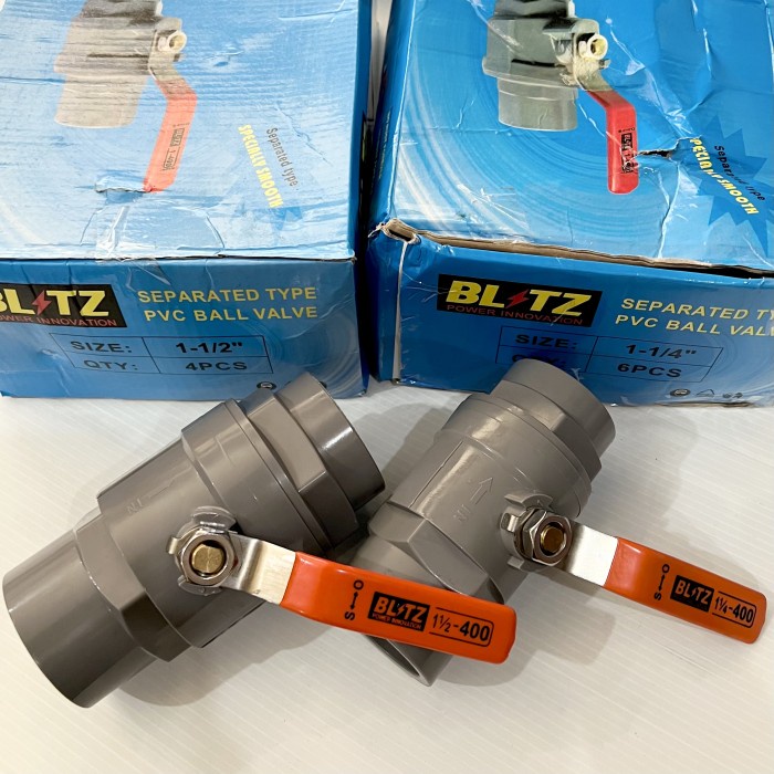 Stop Kran Keran Ball Valve PVC Tebal Gagang Besi Stainless BLITZ 885