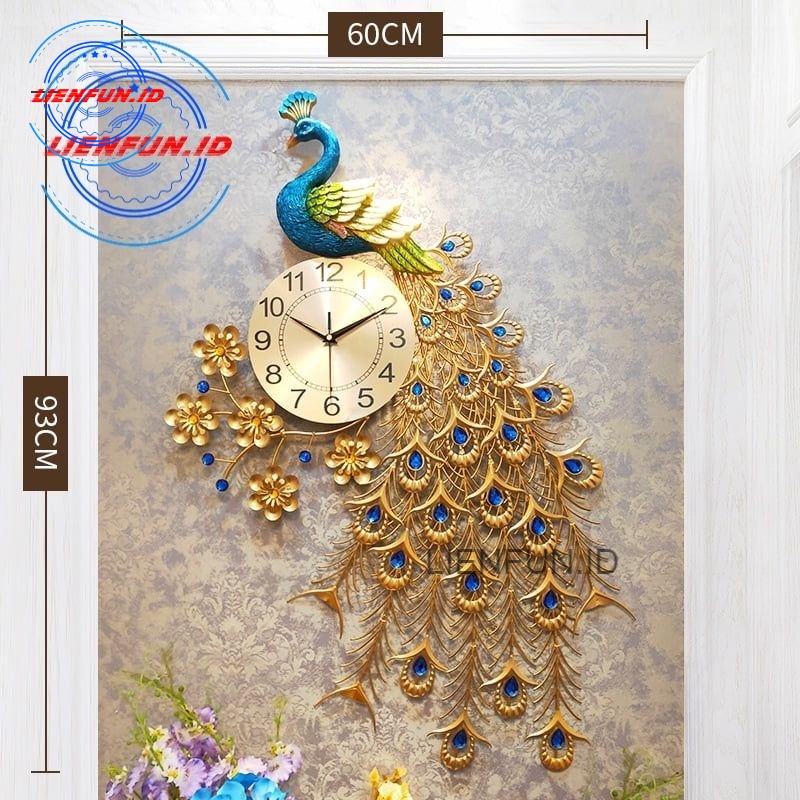 JAM DINDING MERAK JAM BESAR SIZE 93X60CM JAM RUANG TAMU CANTIK MEWAH[[lienfun.id]]3656/3.0
