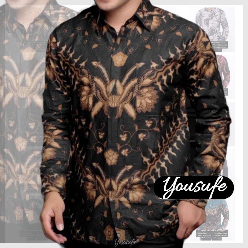 Kemeja Batik Pria Lengan Panjang Motif Keris Hitam Seragam Kantor Kerja Halus Nyaman Tidak Menerawang Bisa Cod Indonesia Best seller Yousufe.id