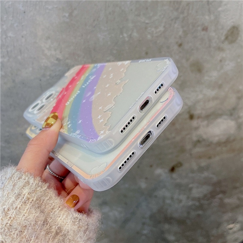 Transparan Rainbow Smile Softcase for iphone XS XS Max XR 11 Pro Max 12 Pro Max 13 Pro Max