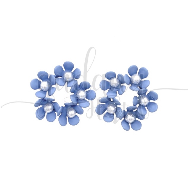 Anting Stud Baby Blue Wreath Earrings Bunga Biru Simple GH 203348