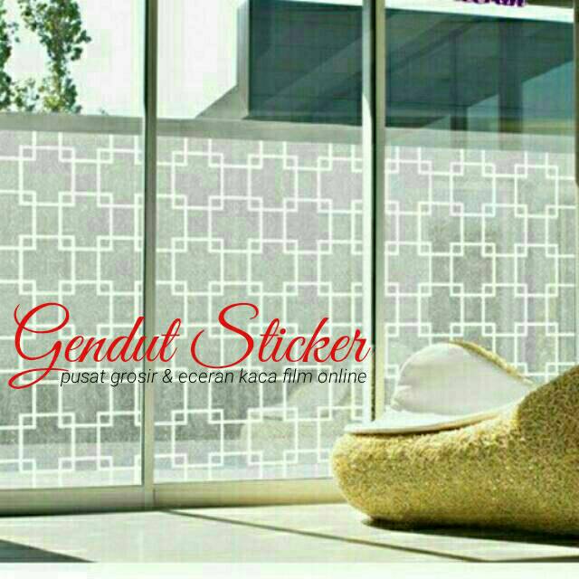 Sticker/stiker kaca motif/sandblast motif kotak minimalis