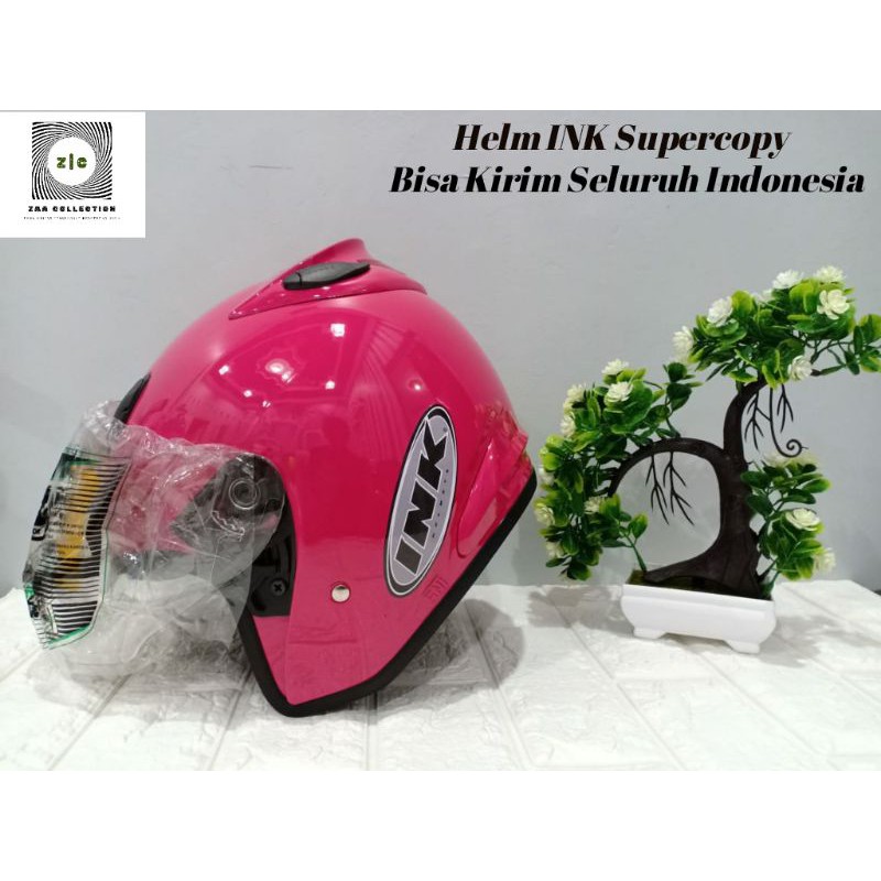 Helm INK SUPERCOPY Centro dan Double Visor Kaca Hitam Busa Tebal-Centro Pink Magenta