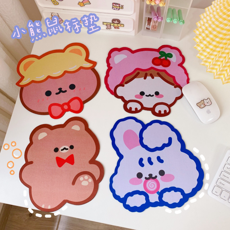 Mouse Pad Anti Slip Motif Kartun Beruang / Kelinci Warna-Warni Gaya Korea Untuk Hadiah Ulang Tahun