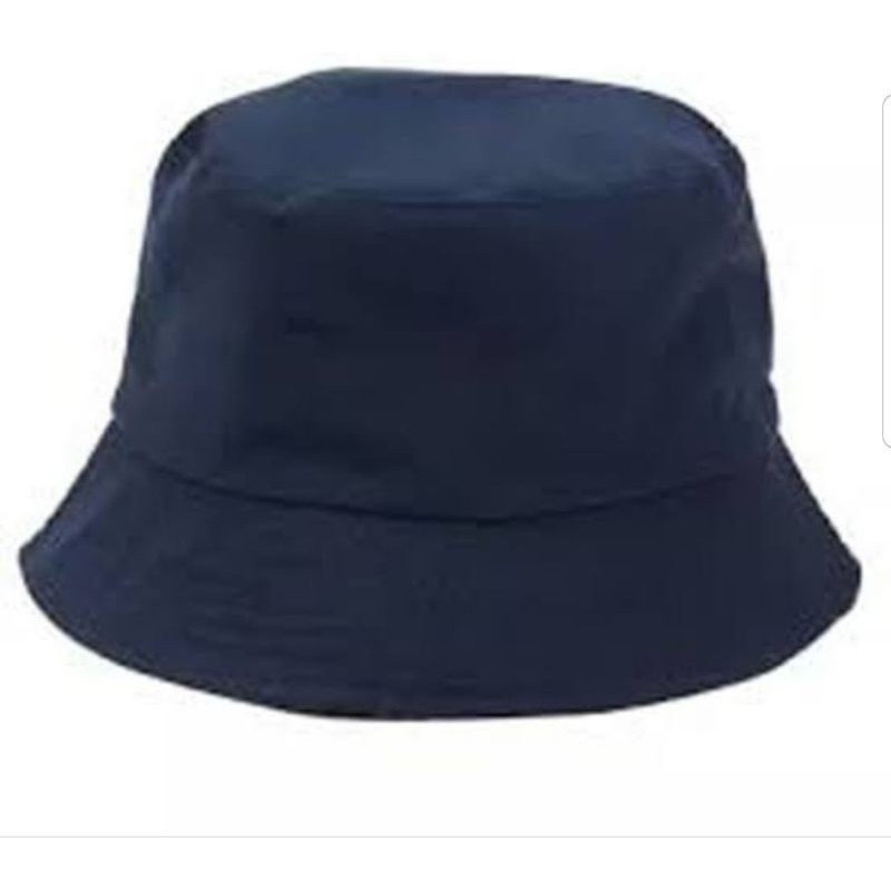 TERMURAH TOPI BUCKET HAT KOREA LAKI CEWE SABLON BADAS BOLAK BALIK PANTAI FISHERMAN-BUCKET NAVY POLOS