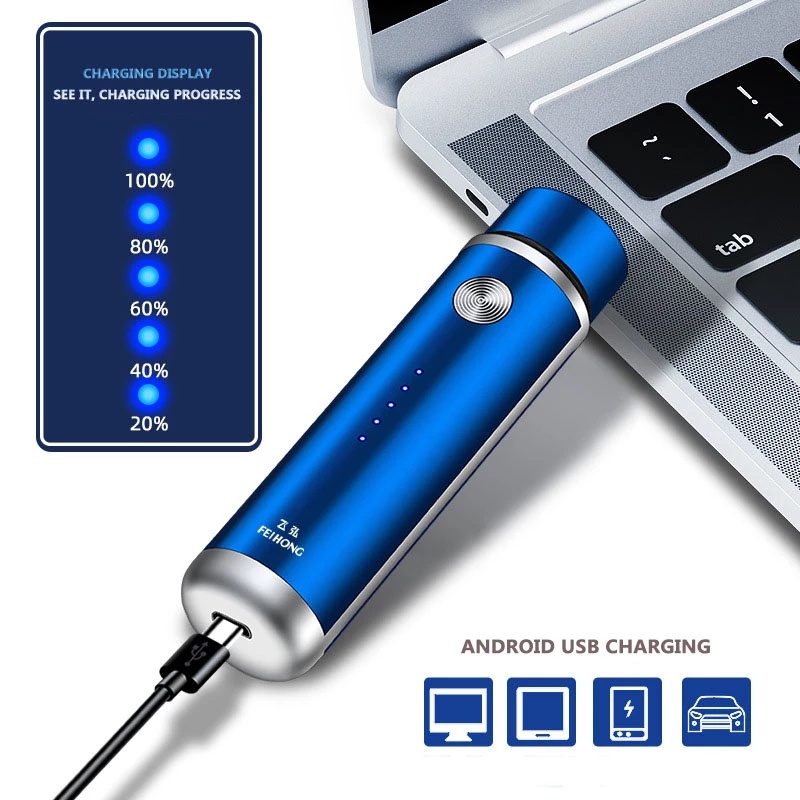 Alat Cukur Jenggot Elektrik Mini Portable USB Rechargeable Tanpa Sakit Dengan Brush Untuk Pria