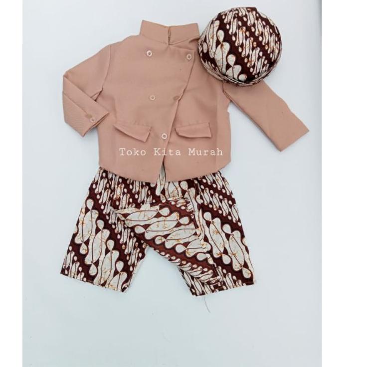 [KODE PRODUK GWAYD8365] ‼️Setelan Beskap Anak laki laki usia 0- 2 tahun Motif Senada / Baju adat ana