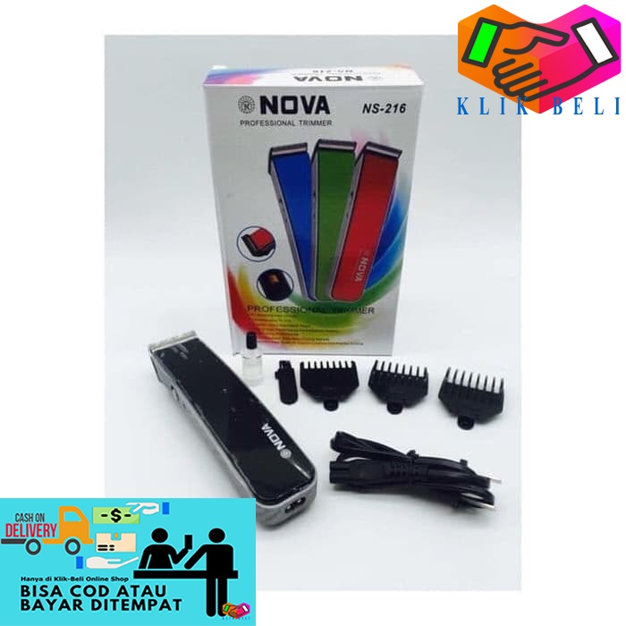 Alat Cukur Rambut Elektrik New Nova NS-216 Mesin Cukuran Hair Clipper Portable Cukuran Rambut Pria Kumis Jenggot Pencukur Rechargeable