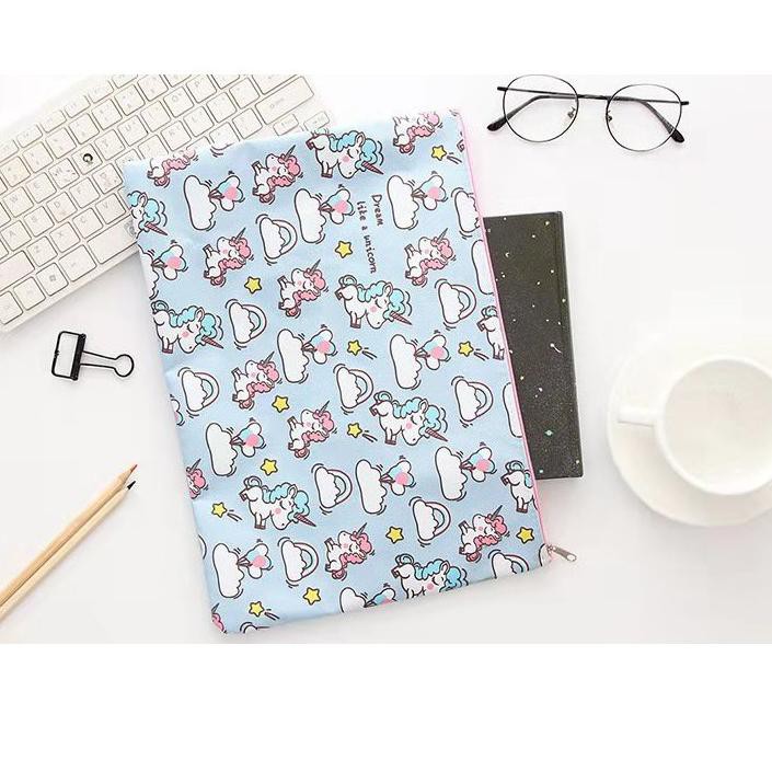

DT PORTABLE A4 FILE STORAGE POUCH UNICORN / TEMPAT FILE A4 UNICORN / TEMPAT ALAT TULIS DT Grosirー