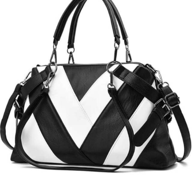 Tas slempang wanita (hitam putih)