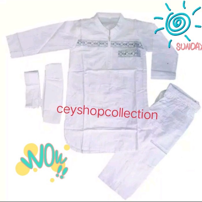 Baju Koko Anak Laki Laki stelan pakistan anak model turki umur412th Putih, 4th Berkualitas Adem Leba
