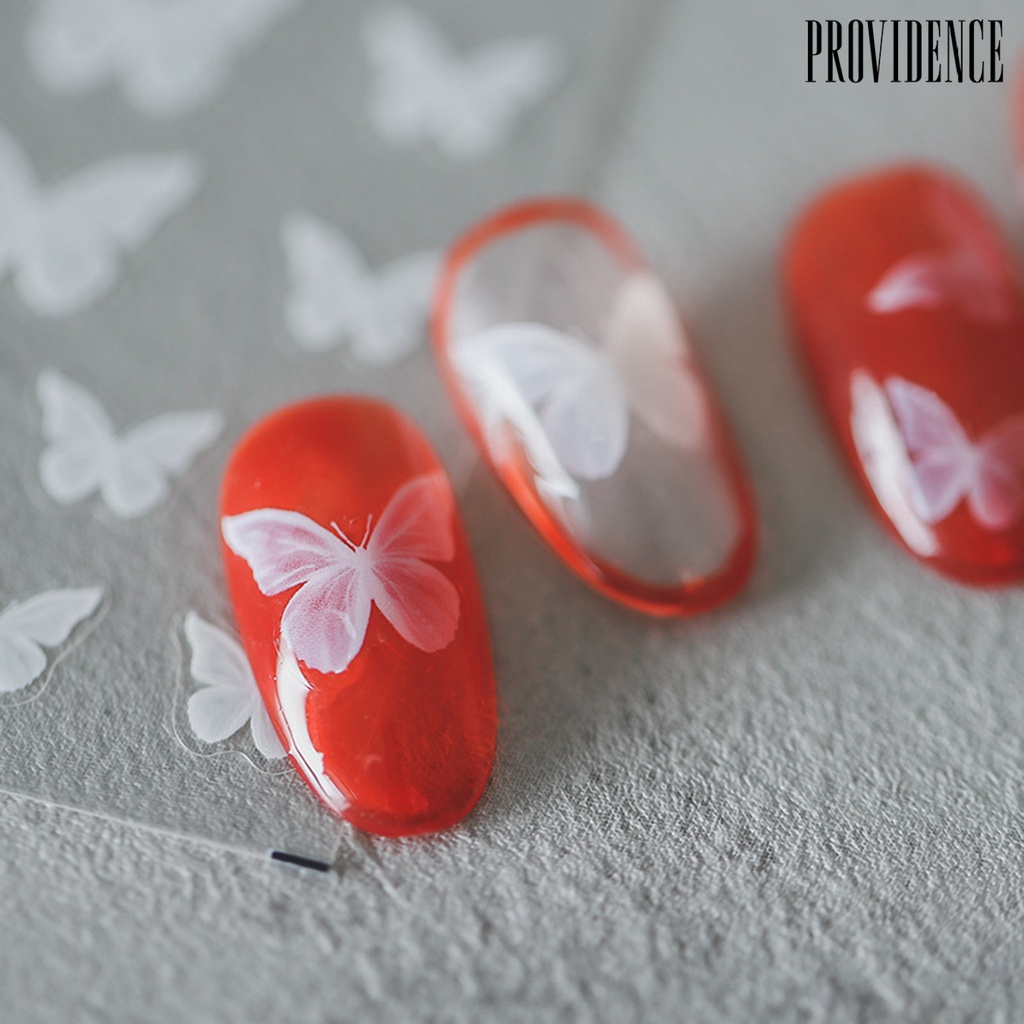 Providence Manicure Decal Universal Compact Easy to Use White Butterfly Nail Art Transfer Sticker for Women