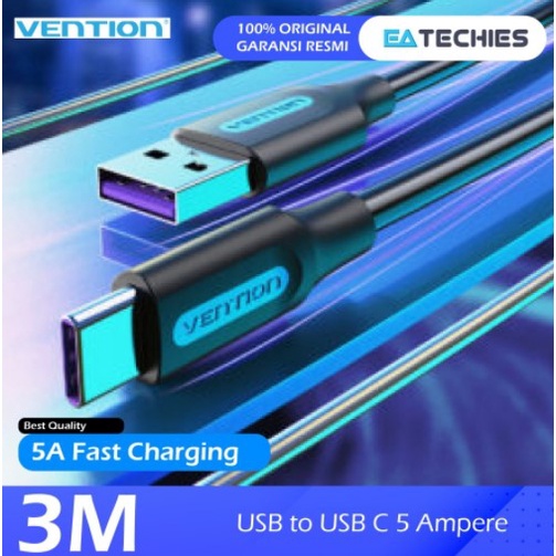 [3M] Vention Kabel USB to USB Type C Fast Charging 5A - Tipe COR