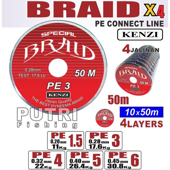 PE KENZI BRAID X4 50M CONNECTING - PE 1.5