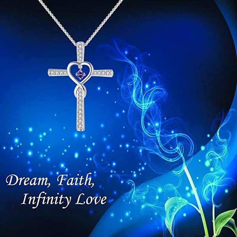 [Ready Stock]Fashion New Cross Inlaid Diamond Pendant Plated 925 Silver Love Necklace