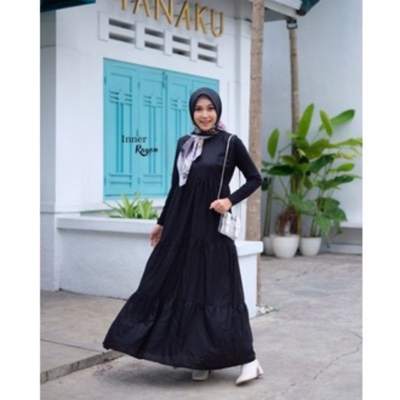 Basic Inner Rempel Dress Flare Bahan rayon premium Tanpa Lengan - Iner Gamis Wanita