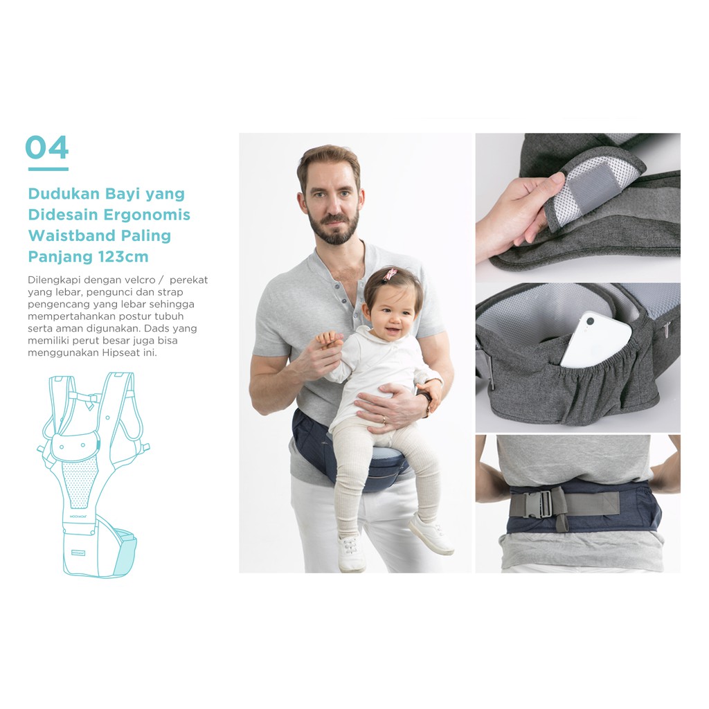 [PROMO] Mooimom Breathable Hipseat Carrier Gendongan Bayi