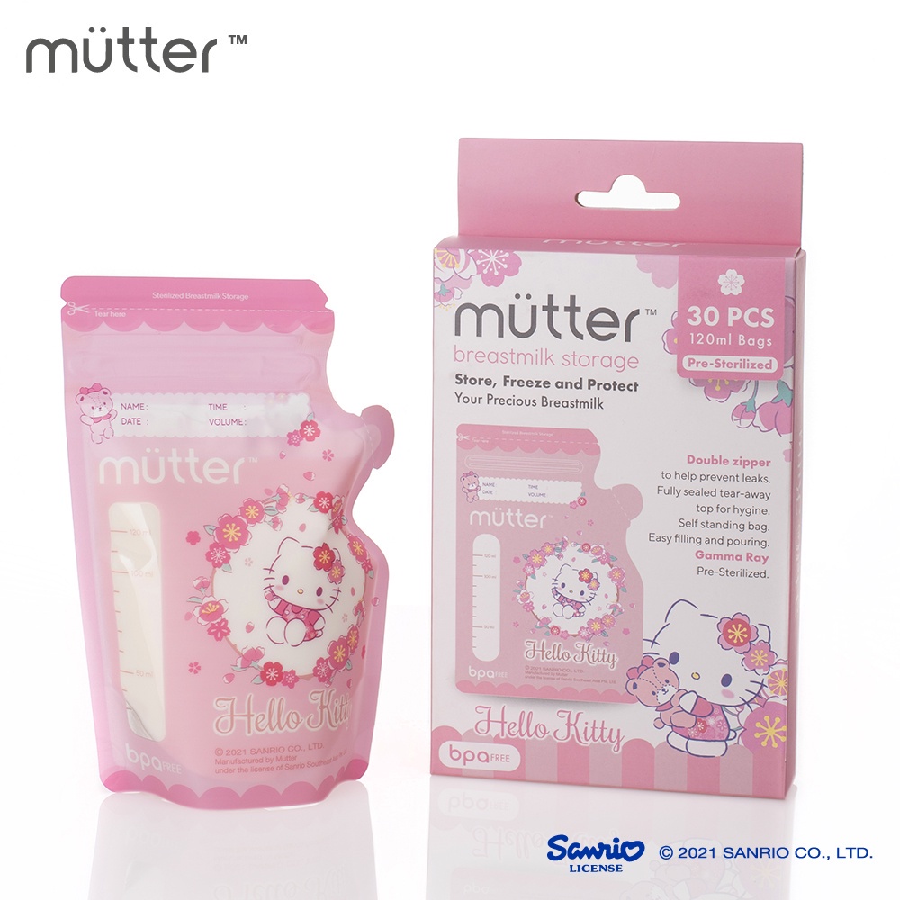 Makassar - MUTTER Sanrio Kantong Asi 120ml isi 30 Kantong Susu ASIP Hello Kitty